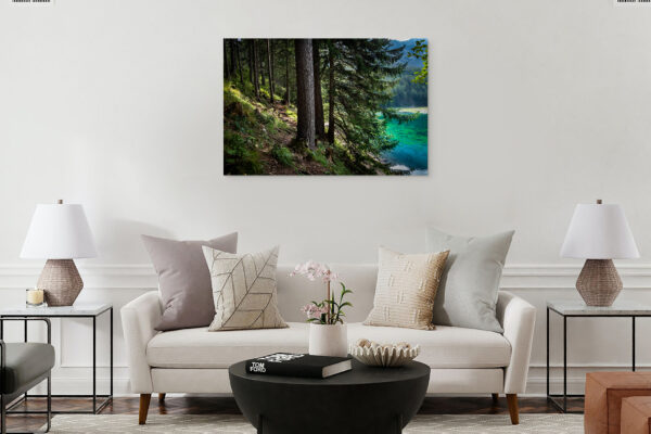 fine art path big size forest trees wall austria lake green