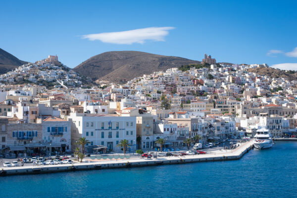 Vacances cyclades poster decoration cafe village grec